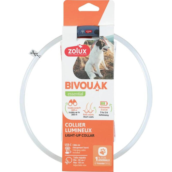 Collar Led Zolux Silicona Bivouak Transparente Rojo