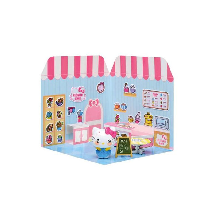 Comansi Sticker House Hello Kitty Flower Cafeâ - Incluye Figura - Stickers Lavables -  Escenario Adorable - Juego