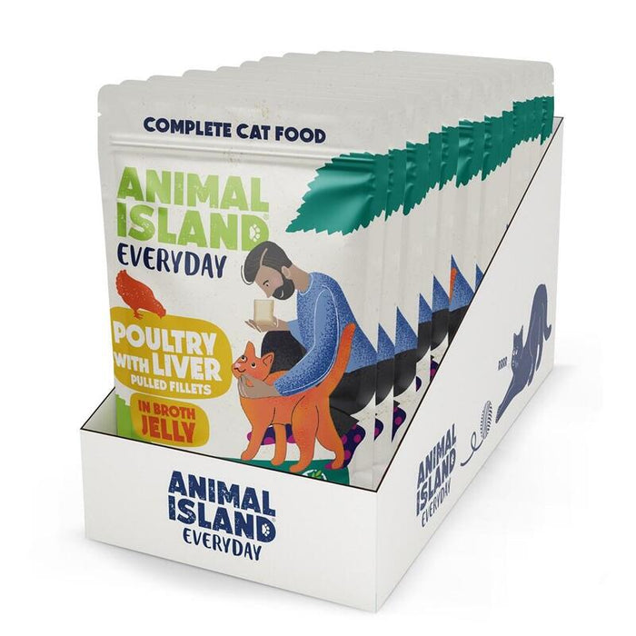 Comida Húmeda Para Gatos Animal Island Everyday Poultry And Liver In Jelly  12 X 85g