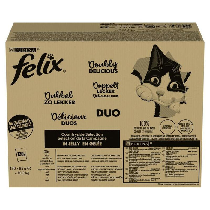 Comida Húmeda Para Gatos Purina Felix Fantastic Duo Mix Countryside  120x85g