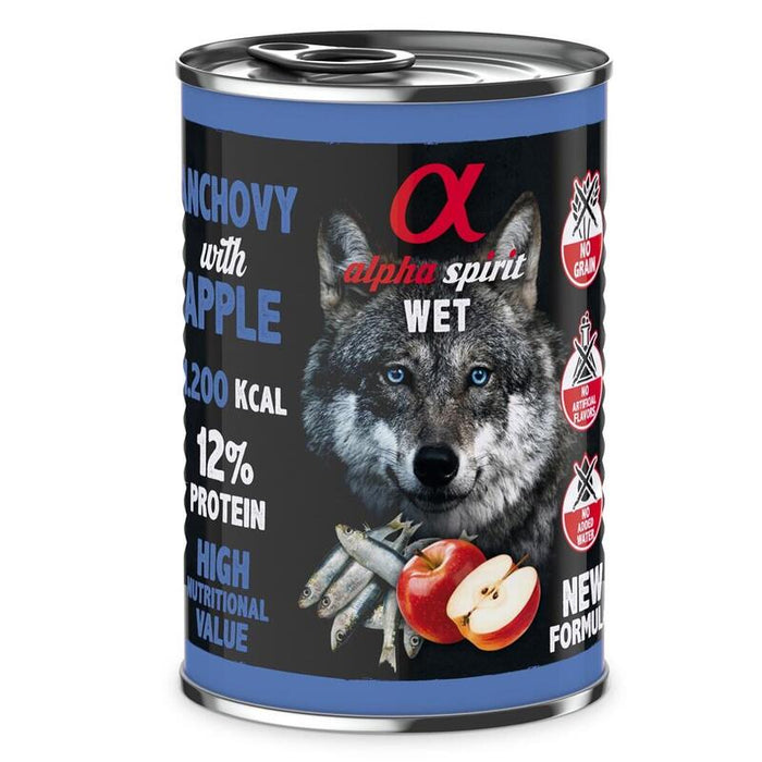 Comida Húmeda Para Perros Alpha Spirit Wet Anchoas Con Manzana  400g