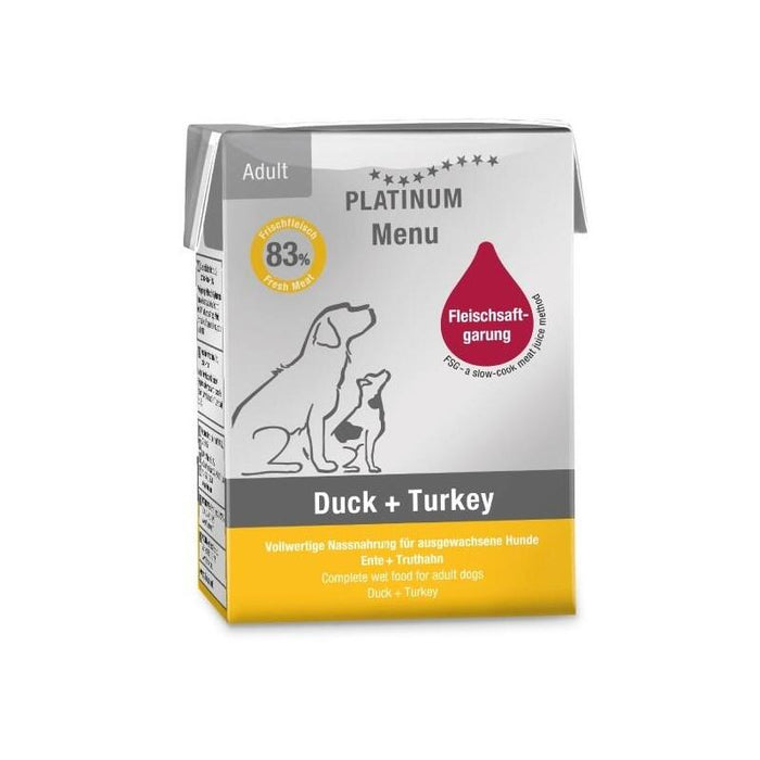Comida Húmeda Para Perros Platinum Menu Adult Duck+Turkey  185g