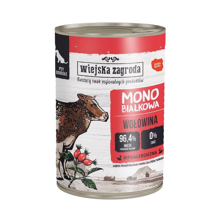 Comida Húmeda Para Perros Wiejska Zagroda Monoprotein Beef  400g