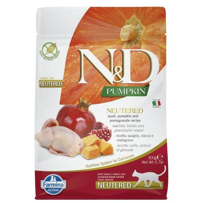 Comida Seca Para Gatos Farmina N&D Pumpkin Cat Quail And Pomegranate Neutered Adult  300 G