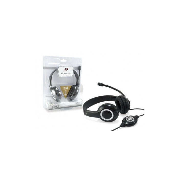 Conceptronic Auriculares Diadema+Microfono Cchatstaru2b Negro Compatible Con Voip Alimentacion Usb C