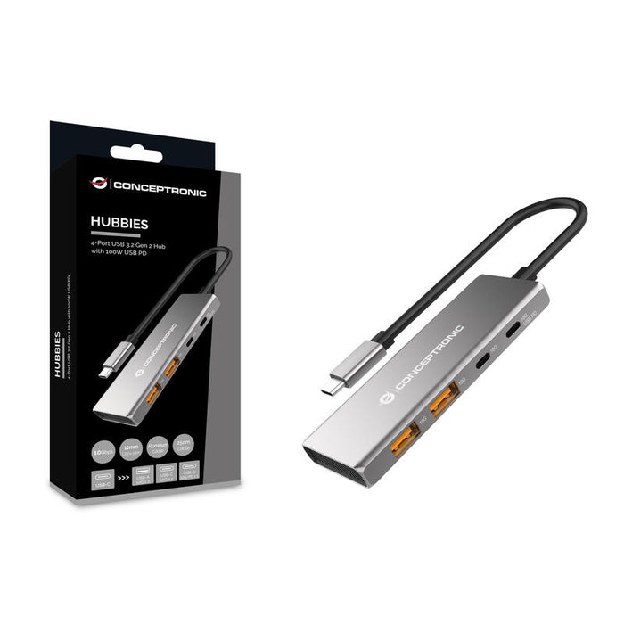 Conceptronic Dock Usb-C->2xusb-C,2xusb-A,100wpd O.N.0.25m Gr