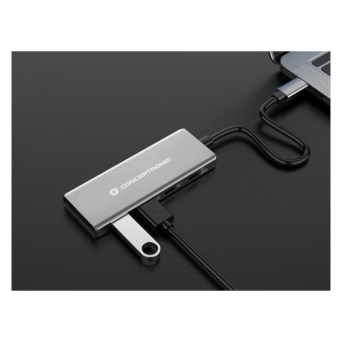Conceptronic Dock Usb-C->2xusb-C,2xusb-A,100wpd O.N.0.25m Gr