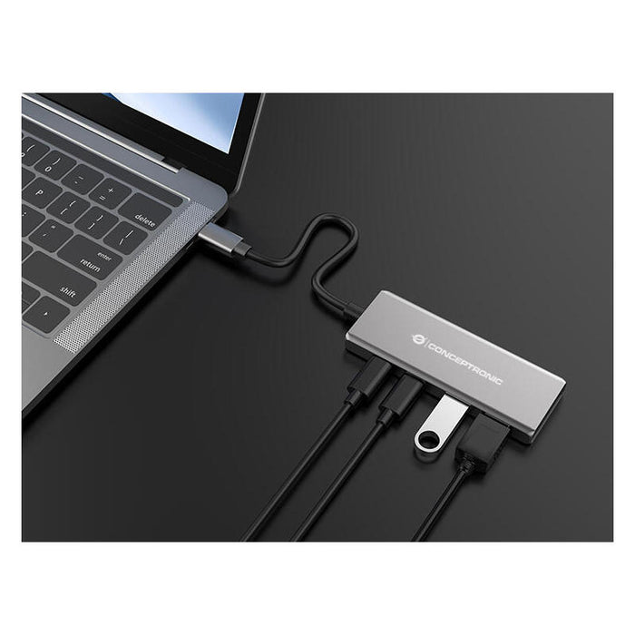 Conceptronic Dock Usb-C->2xusb-C,2xusb-A,100wpd O.N.0.25m Gr
