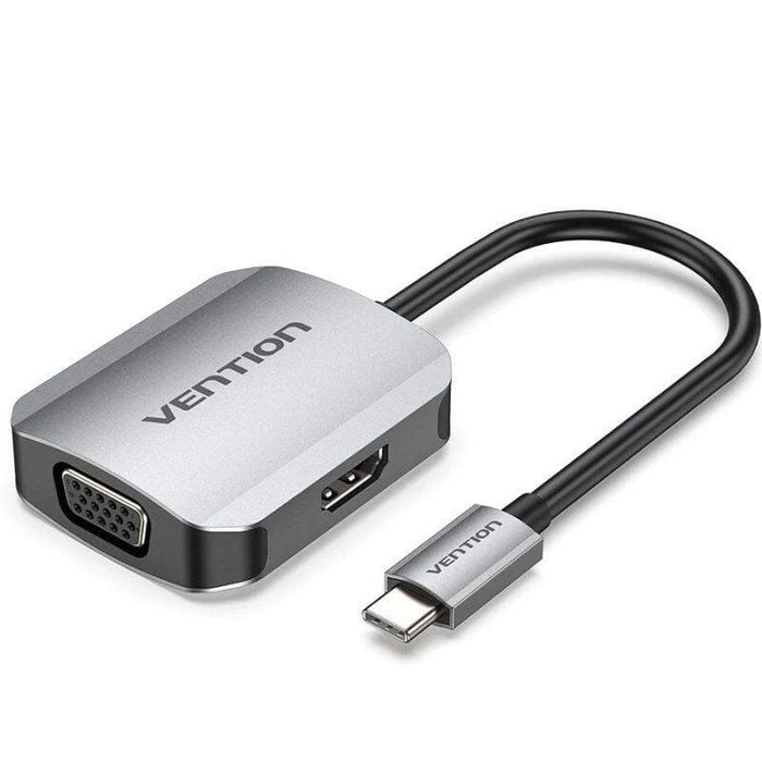 Conversor Vention Tdihb Usb Tipo-C Macho Vga Hembra Hdmi Hembra 15cm Plata