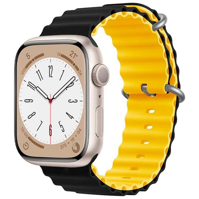 Correa Apple Watch 42/44/45/49mm Wave Negro+Amarillo