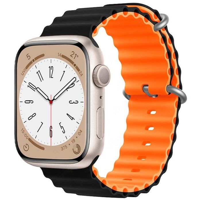 Correa Apple Watch 42/44/45/49mm Wave Negro+Naranja