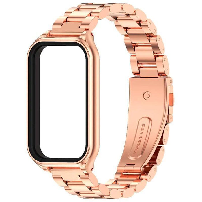 Correa Metal Eslabones Xiaomi Mi Smart Band 8 Active / Redmi Smart Band 2 Dorado Rosa