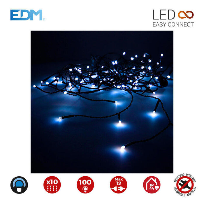 Cortina Easy-Connect 2x1m 10 Tiras 100 Leds Azul 30v (Interior-Exterior) Edm Total 1,8w