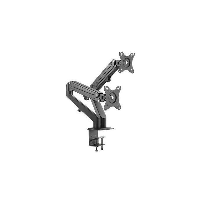 Cromad Soporte De Mesa Con Piston De Gas Para 2 Monitores De 17"-27" - Ajustable En Altura, Giratorio E Inclinable - Gestion De Cables - Peso Por Brazo Max 6.5kg - Vesa Max 100x100mm