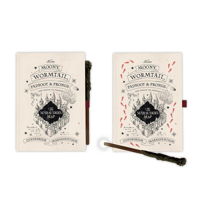 Cuaderno A5 Premium + Boligrafo Varita Mapa Del Merodeador Harry Potter