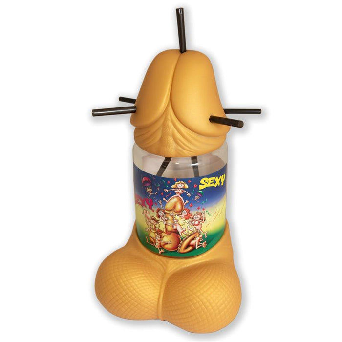 Cubalitro Con Forma De Pene 5 Pajitas Gold Edition