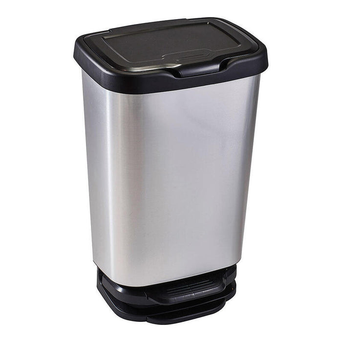 Cubo Con Pedal 40 Litros Con Cierre Amortiguado 39x29x63,5cm Color Plata/Negro Mondex