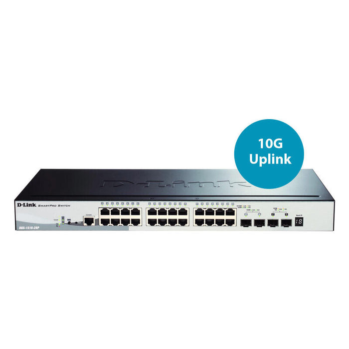 D-Link Switch Semigestionable Enracable 24p Gigalan Poe + 4p 10g Spf+ Dgs-1510-28p