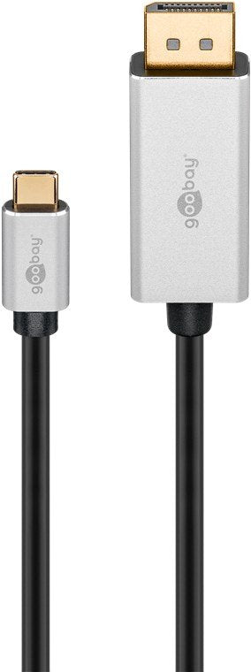 EAN 4040849601774 - Goobay 60177 adaptador de cable de vídeo 3 m USB Tipo C DisplayPort Negro, Plata imagen 1