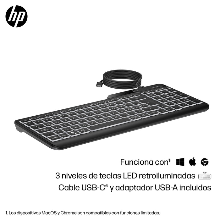 EAN 0197192768853 - HP 405 Multi-Device Backlit Wired Keyboard teclado Oficina USB QWERTY Inglés Negro imagen 13