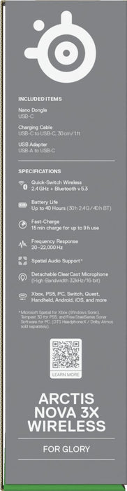 EAN 5707119059596 - Steelseries Arctis Nova 3X Auriculares Inalámbrico Diadema Música/uso diario Bluetooth Blanco imagen 10