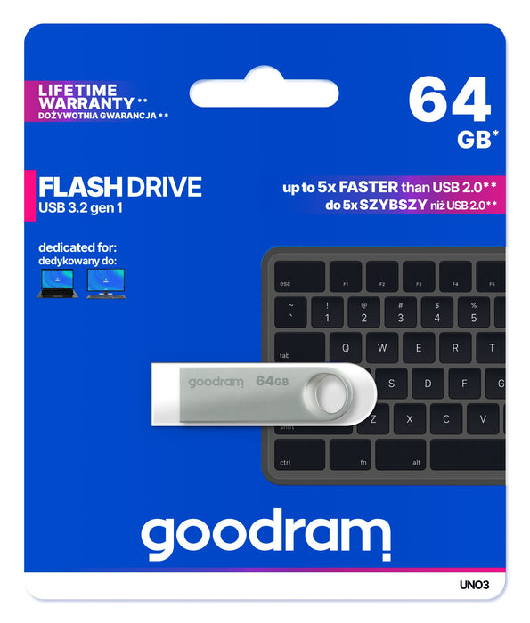 EAN 5908267965344 - Goodram USB UNO3-0640S0R11 unidad flash USB 64 GB USB tipo A 3.2 Gen 1 (3.1 Gen 1) Plata imagen 3