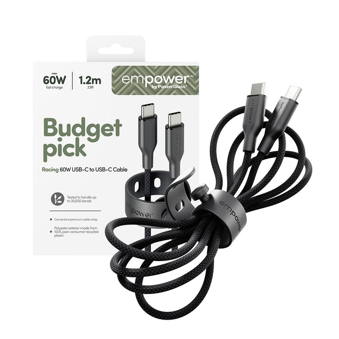EAN 5715685027611 - PanzerGlass empower by ® Racing 60W USB-C to USB-C Cable | USB 2.0 | 1.2M | Space Black cable USB Negro imagen 5