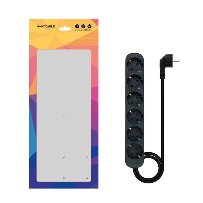 EAN 8433281014046 - Nanocable 10.37.0006-NS-BK base múltiple 1,4 m 6 salidas AC Interior imagen 3
