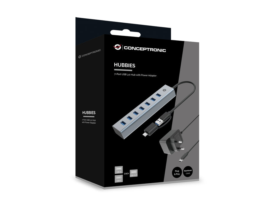 EAN 4015867238318 - Conceptronic HUBBIES21GP hub de interfaz USB 3.2 Gen 1 (3.1 Gen 1) Type-A 5000 Mbit/s Gris imagen 5