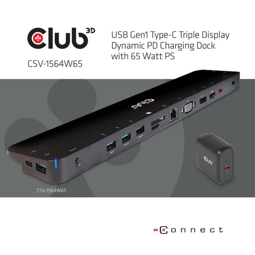 EAN 8719214472108 - CLUB3D CSV-1564W65 base para portátil y replicador de puertos Acoplamiento USB 3.2 Gen 1 (3.1 Gen 1) Type imagen 2