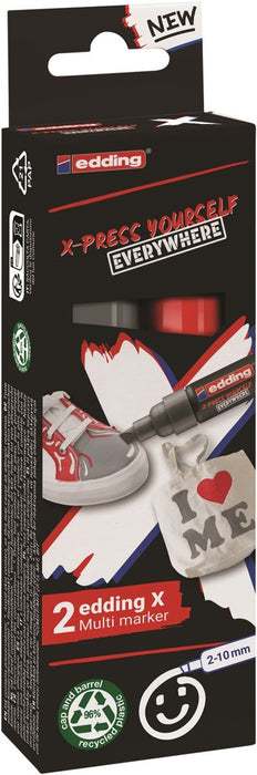 EAN 4057305067142 - Edding 6900 X Multimarker marcador permanente Punta de cincel Gris, Rojo 2 pieza(s) imagen 6
