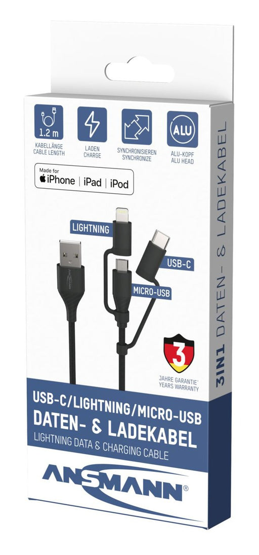 EAN 4013674178100 - Ansmann 1700-0136 cable USB 1,2 m USB A Micro-USB B Negro imagen 2