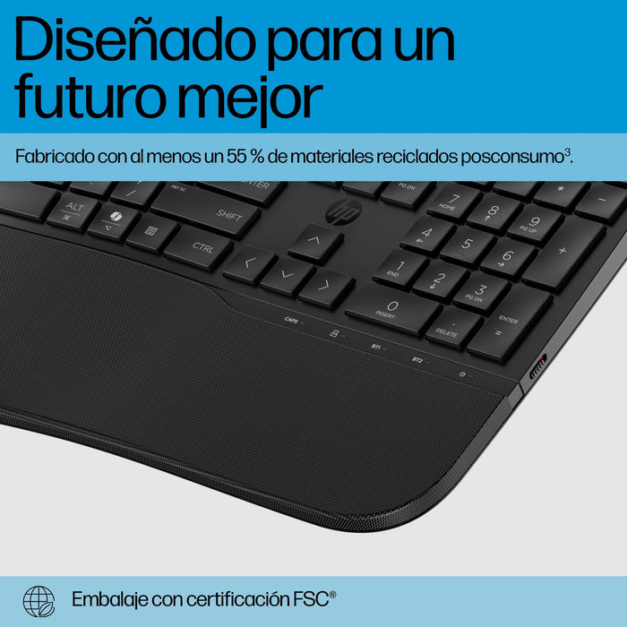 EAN 0198122954957 - HP 685 Comfort Dual-Mode Keyboard teclado Oficina RF Wireless + Bluetooth Negro imagen 9