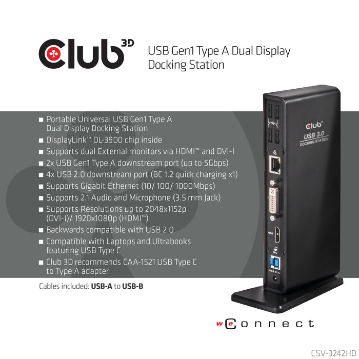 EAN 8717249401018 - CLUB3D SenseVision USB3.0 Dual Display Docking Station Alámbrico USB 3.2 Gen 1 (3.1 Gen 1) Type-A Negro imagen 7