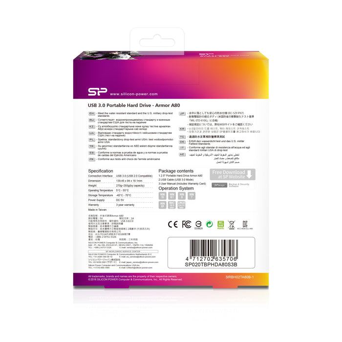 EAN 4712702635706 - Silicon Power Armor A80 disco duro externo 2 TB 2.5" USB 3.2 Gen 1 (3.1 Gen 1) Azul imagen 8