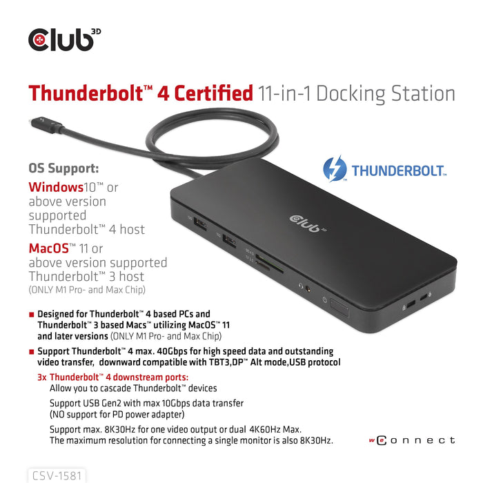 EAN 8719214472603 - CLUB3D CSV-1581 base para portátil y replicador de puertos Thunderbolt 4 Negro imagen 9