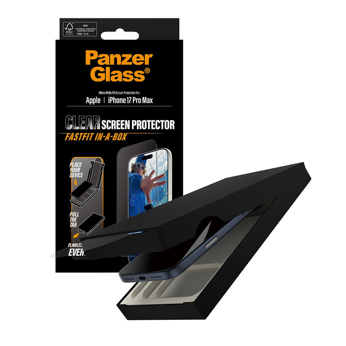 EAN 5715685026706 - PanzerGlass ® Screen Protector w. Black Frame iPhone 17 Pro Max | Ultra-Wide Fit w. FASTFIT IN-A-BOX Prot imagen 5