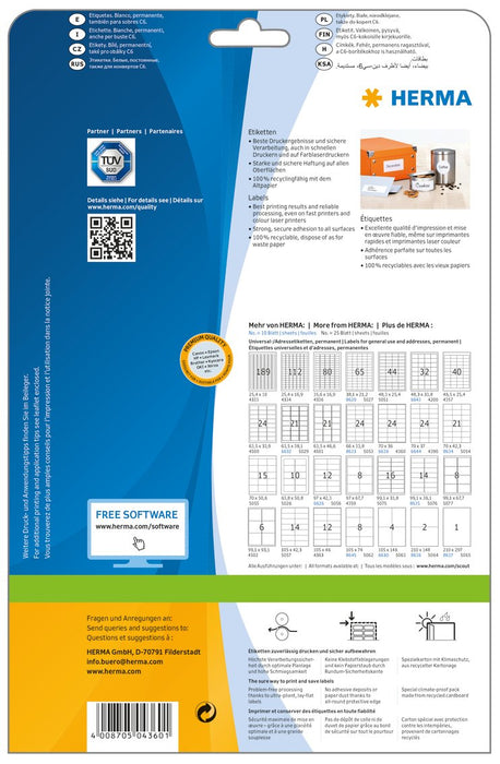 EAN 4008705043601 - HERMA 4360 etiqueta de impresora Blanco Etiqueta para impresora autoadhesiva imagen 5