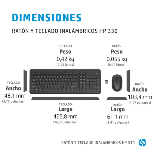 EAN 197029649010 - HP 300 Wireless Mouse and Keyboard Combination teclado Ratón incluido Universal RF inalámbrico Negro imagen 2