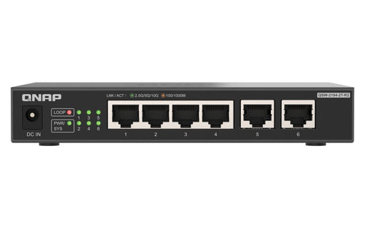 EAN 4711103085738 - QNAP QSW-2104-2T-R2 switch No administrado 10G Ethernet (100/1000/10000) Escritorio Negro imagen 1