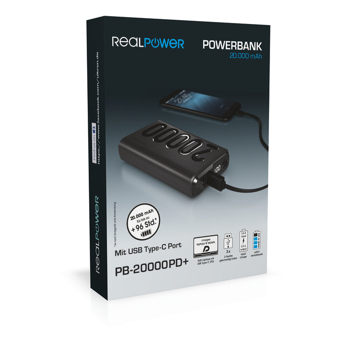 EAN 4040895007766 - RealPower PB-20000PD+ 20000 mAh Negro imagen 5