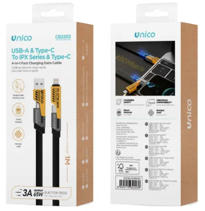 EAN 8435719622038 - UNICO CB2203 cable USB 1 m USB A/USB C USB C/Lightning Negro imagen 2