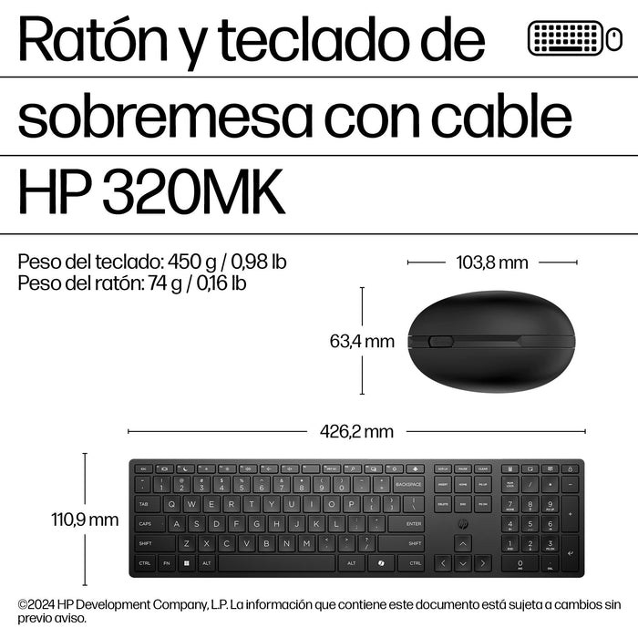 EAN 0194721887825 - HP Wired Desktop 320MK Mouse and Keyboard teclado Ratón incluido Oficina USB Negro imagen 3