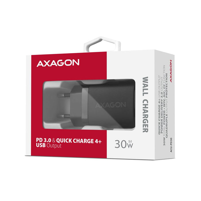 EAN 8595247908315 - Axagon ACU-PD30 kroviklis jungiama tinkl PD 30W, 1x port USB-C, PD3.0/QC3.0/AFC/FCP/Apple Juoda Teléfono  imagen 9