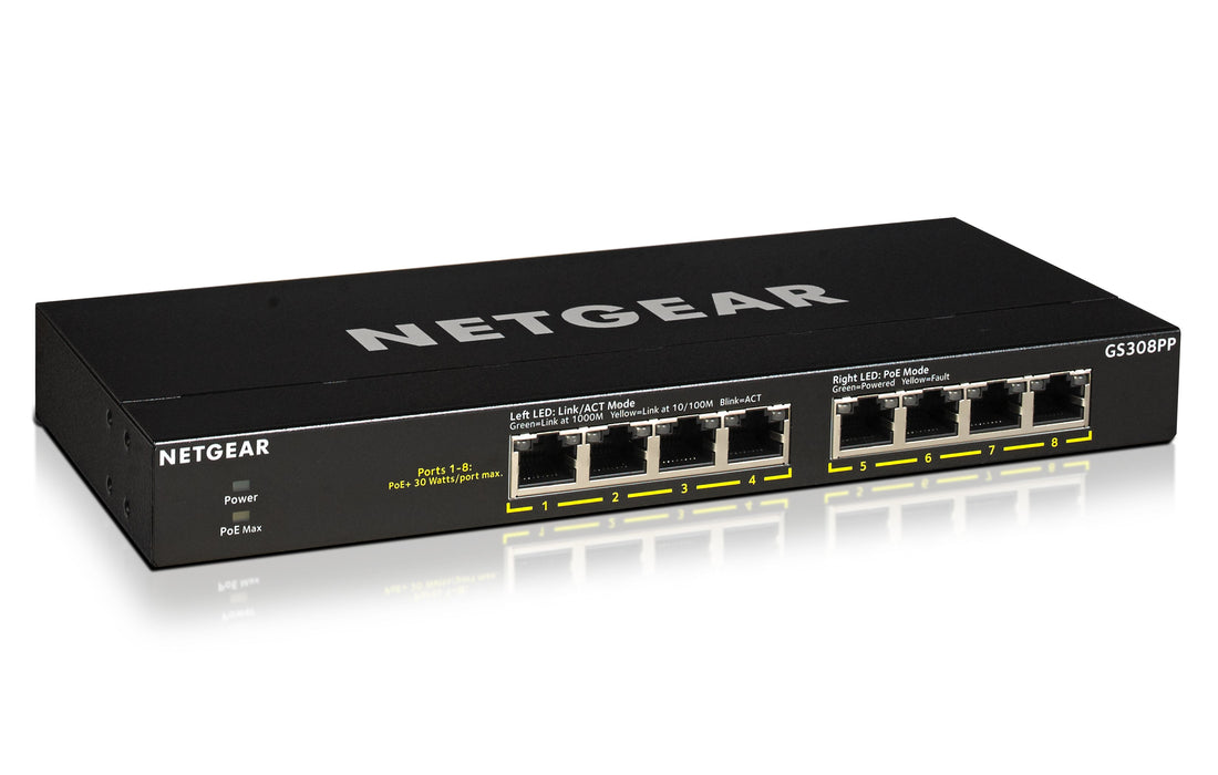 EAN 0606449146851 - NETGEAR GS308PP No administrado Gigabit Ethernet (10/100/1000) Energía sobre Ethernet (PoE) Negro imagen 3