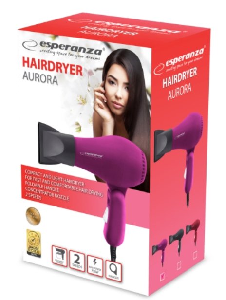 EAN 5901299915585 - Esperanza EBH003P secador 750 W Rosa imagen 3