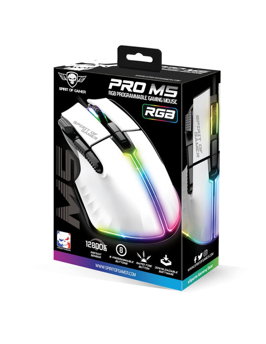 EAN 3700104455290 - Spirit of Gamer PRO-M5 ARTIC ratón Juego mano derecha USB tipo A Óptico 12800 DPI imagen 4