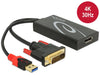 EAN 4043619625963 - DeLOCK 0.3m, DVI 24+1 + USB-A/Displayport 20p 0,3 m DVI-D + USB HDMI Negro imagen 1