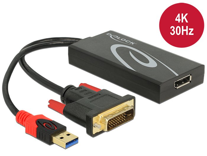 EAN 4043619625963 - DeLOCK 0.3m, DVI 24+1 + USB-A/Displayport 20p 0,3 m DVI-D + USB HDMI Negro imagen 1