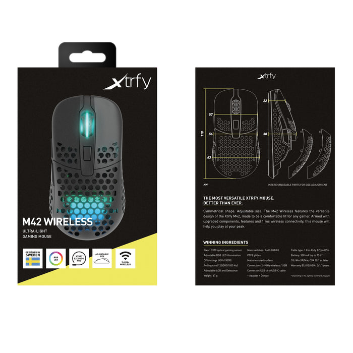 EAN 0842597100493 - CHERRY XTRFY M42 RGB ratón Juego Ambidextro RF Wireless + USB Type-C Óptico 19000 DPI imagen 23